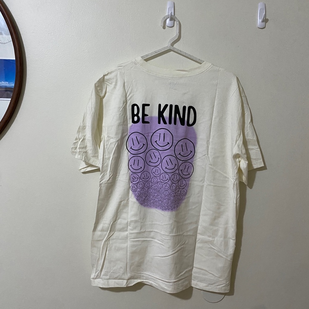Be Kind Graphic Tee - Cream and Purple